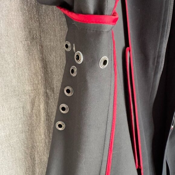 Vintage Y2K Hilfiger Black Stretch Cotton Long Military Midi Coat Size X-Large - Picture 14 of 17